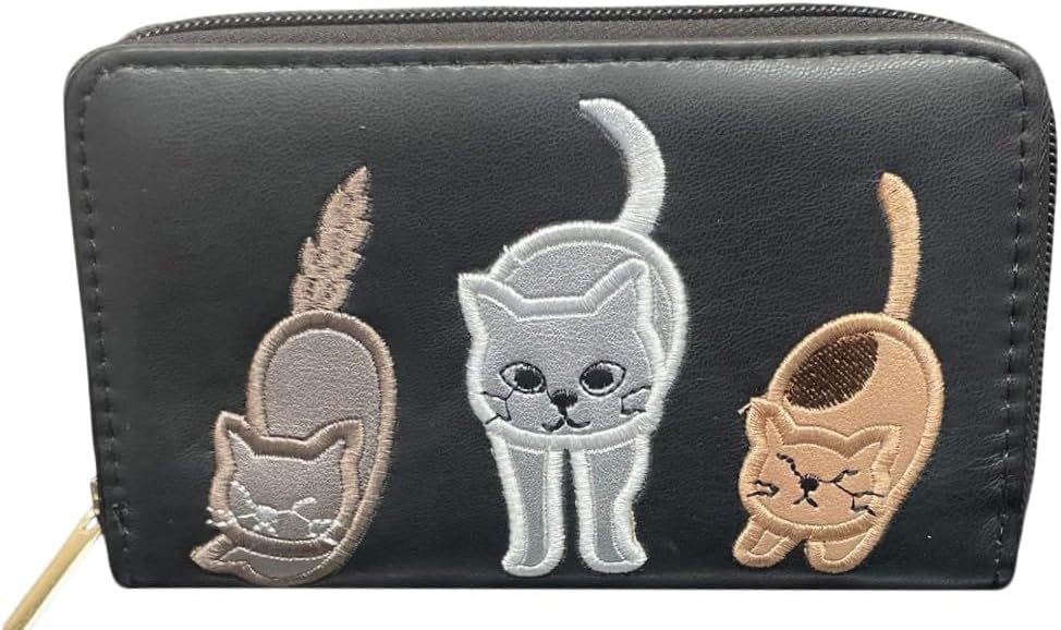 Ladies Purse, Medium Size Purses with Card and Coin Slots, Featuring Cats