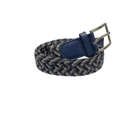 Stretchy Belt for Ladies or Men, 1.25" Wide, multi-colored, Dark Blue & Grey, Elasticated Belts