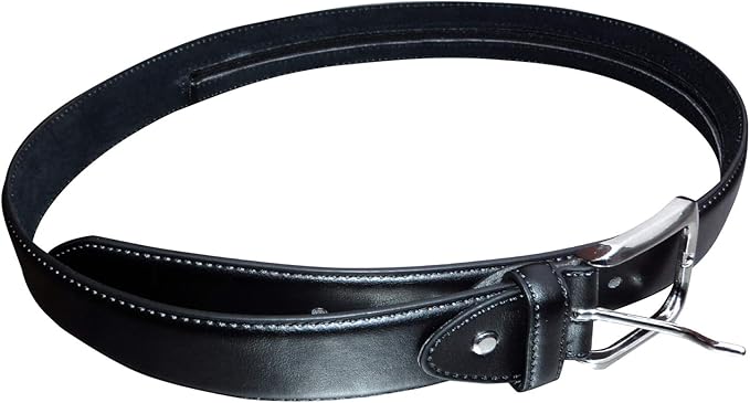 Men's Black Leather Security Belt with Hidden Zip, 1.5" wide Made by Milano