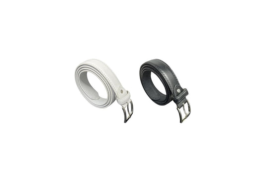 Men's Leather Leather Lined Belt, Black or White, 28" - 48" Waist, Belts 1" Wide