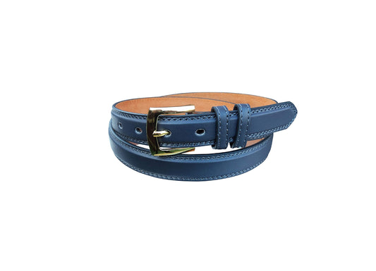Men's Thin Leather Lned Belt : Black : Brown : Blue : Grey : 1" Wide, Waist 32" - 48"