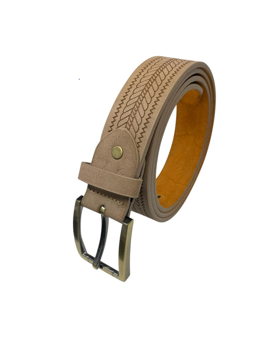 Man's Belt in Beige, Men's Leather Lined Belt, 1.25" Wide, Waist 28" - 48"