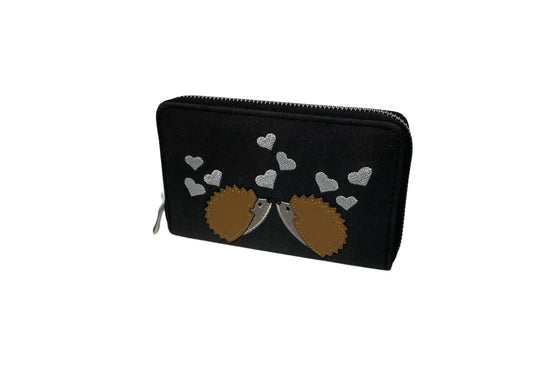 Ladies Purse, Suede Style Finish, Medium Size Purses Featuring Hedgehogs