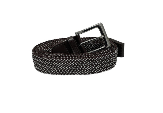 Stretchy Belt for Ladies or Men, 1.25" Wide, multi-colored, Brown & White, Elasticated Belts