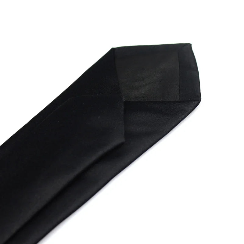 New Classic Black Ties for Men Silk Mens Neckties for Wedding Party Business Adult Neck Tie 3 Sizes Casual Solid Tie