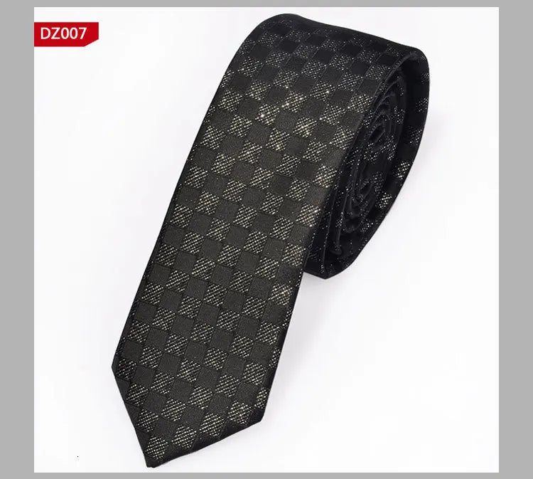 New Men's Casual Slim Ties Classic Polyester Woven Party Neckties Fashion Plaid Dots Man Neck Tie For Wedding Business Male Tie