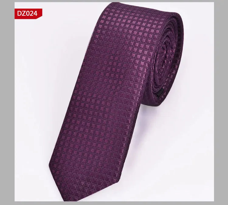 New Men's Casual Slim Ties Classic Polyester Woven Party Neckties Fashion Plaid Dots Man Neck Tie For Wedding Business Male Tie