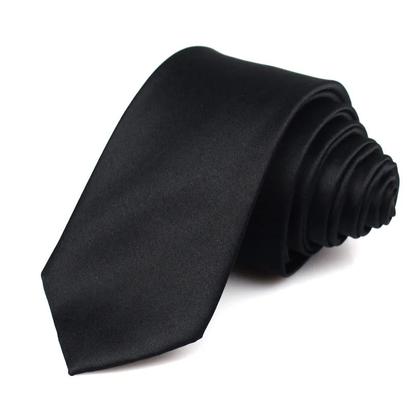 New Classic Black Ties for Men Silk Mens Neckties for Wedding Party Business Adult Neck Tie 3 Sizes Casual Solid Tie