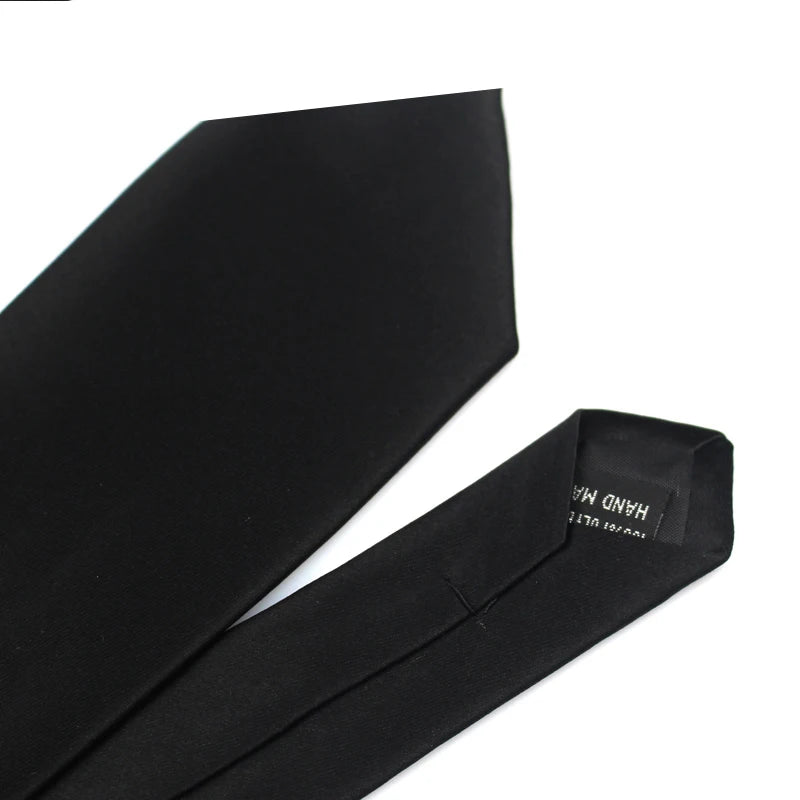 New Classic Black Ties for Men Silk Mens Neckties for Wedding Party Business Adult Neck Tie 3 Sizes Casual Solid Tie