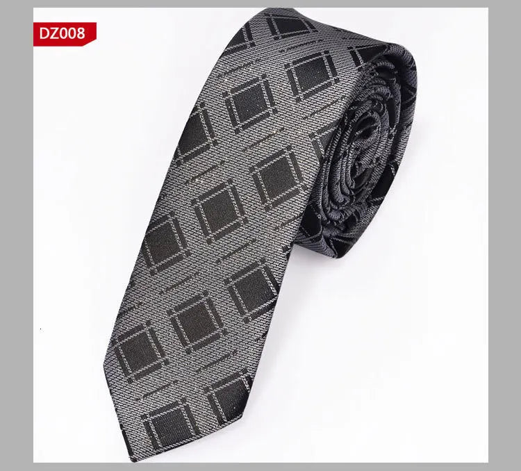 New Men's Casual Slim Ties Classic Polyester Woven Party Neckties Fashion Plaid Dots Man Neck Tie For Wedding Business Male Tie