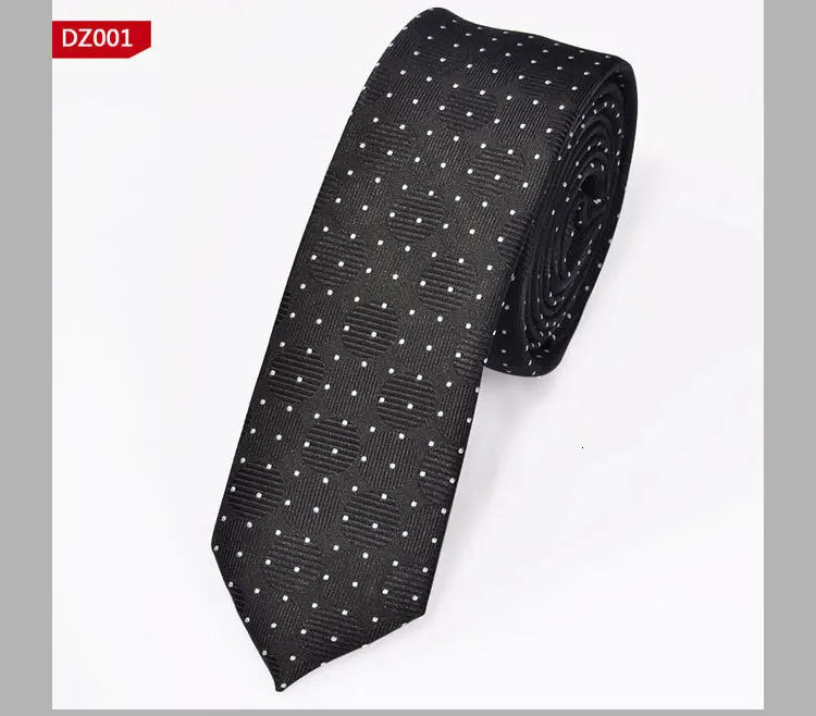 New Men's Casual Slim Ties Classic Polyester Woven Party Neckties Fashion Plaid Dots Man Neck Tie For Wedding Business Male Tie