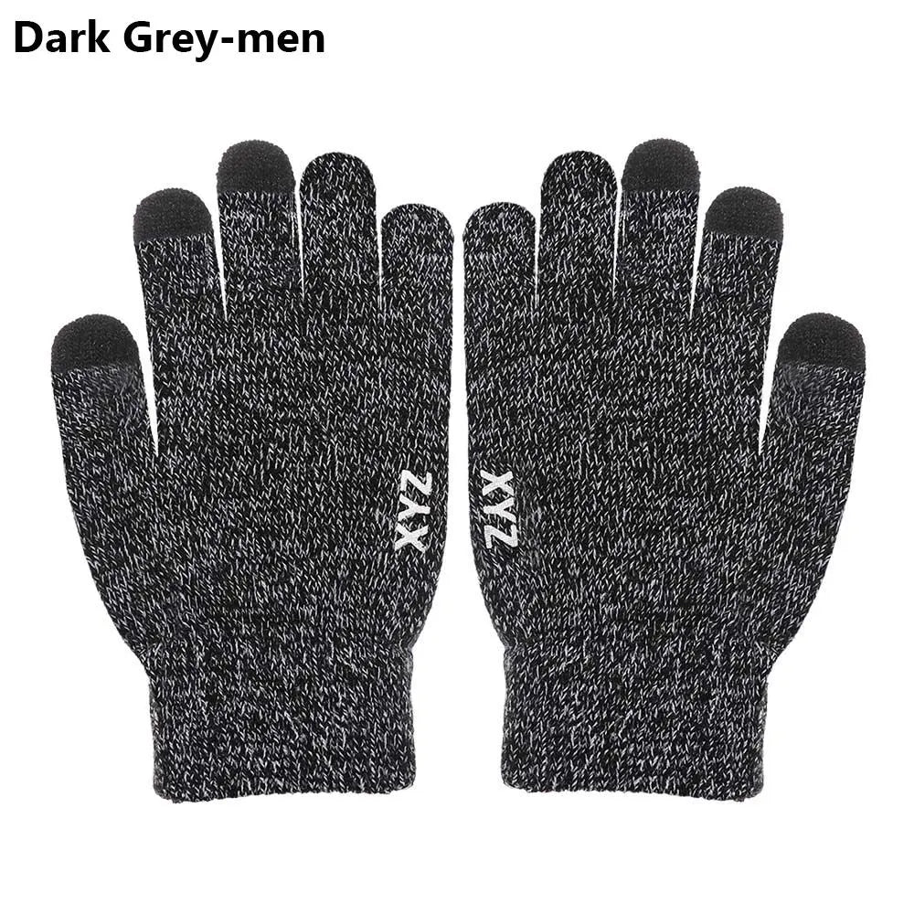 1 Pair Men Thick Knitted Gloves For Phone Screen Male Winter Autumn Warm Wool, Solid Gloves Men Mitten Gloves