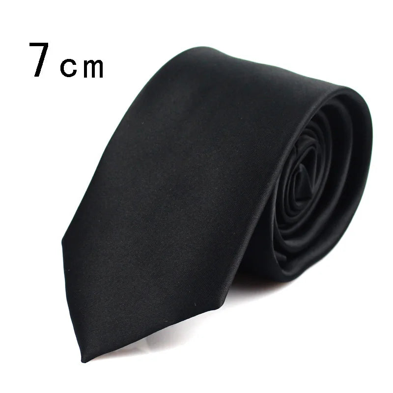 New Classic Black Ties for Men Silk Mens Neckties for Wedding Party Business Adult Neck Tie 3 Sizes Casual Solid Tie