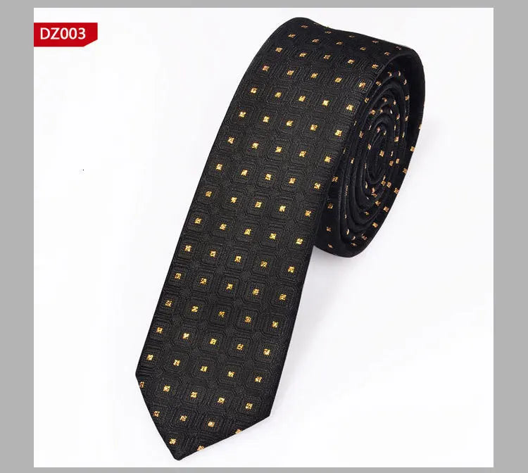 New Men's Casual Slim Ties Classic Polyester Woven Party Neckties Fashion Plaid Dots Man Neck Tie For Wedding Business Male Tie