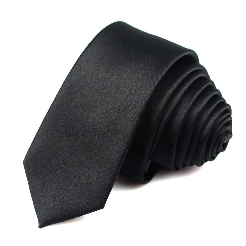 New Classic Black Ties for Men Silk Mens Neckties for Wedding Party Business Adult Neck Tie 3 Sizes Casual Solid Tie