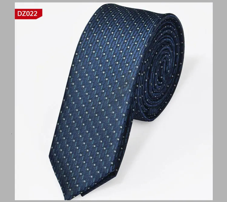 New Men's Casual Slim Ties Classic Polyester Woven Party Neckties Fashion Plaid Dots Man Neck Tie For Wedding Business Male Tie