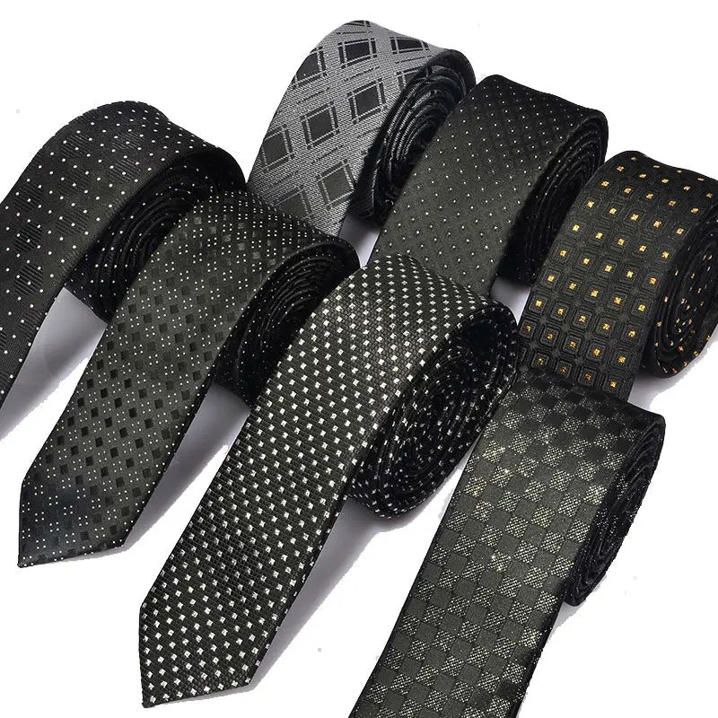 New Men's Casual Slim Ties Classic Polyester Woven Party Neckties Fashion Plaid Dots Man Neck Tie For Wedding Business Male Tie