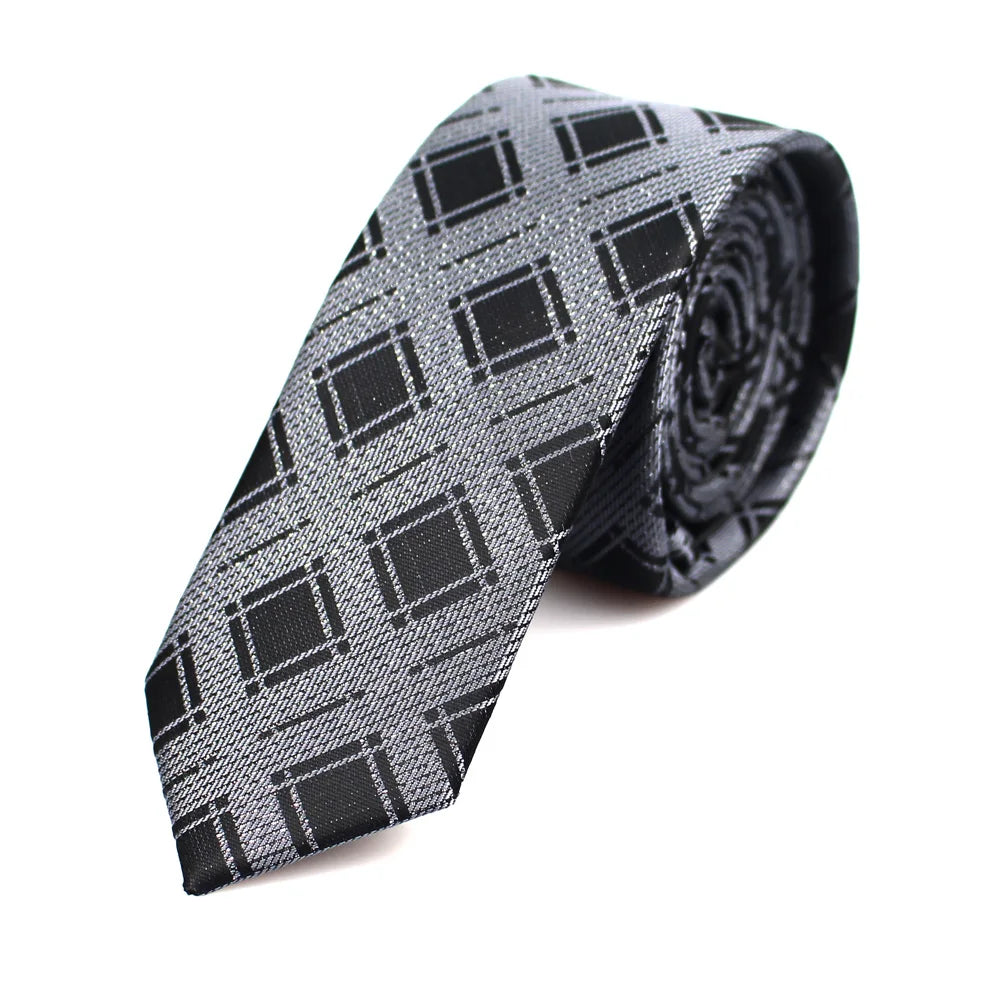 New Men's Casual Slim Ties Classic Polyester Woven Party Neckties Fashion Plaid Dots Man Neck Tie For Wedding Business Male Tie