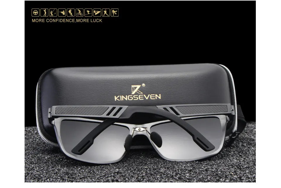 KINGSEVEN Men Polarized Sunglasses Aluminum Magnesium Sun Glasses Driving Glasses Rectangle Shades For Men Oculos masculino Male