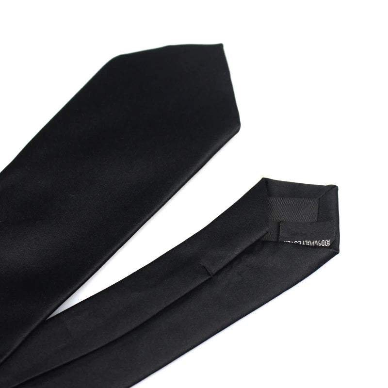 New Classic Black Ties for Men Silk Mens Neckties for Wedding Party Business Adult Neck Tie 3 Sizes Casual Solid Tie