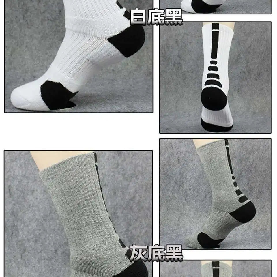 Men‘s Fitness Running, Cycling, Hiking Socks White Black Sport Socks Outdoor