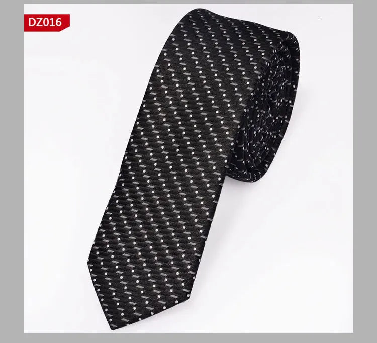 New Men's Casual Slim Ties Classic Polyester Woven Party Neckties Fashion Plaid Dots Man Neck Tie For Wedding Business Male Tie