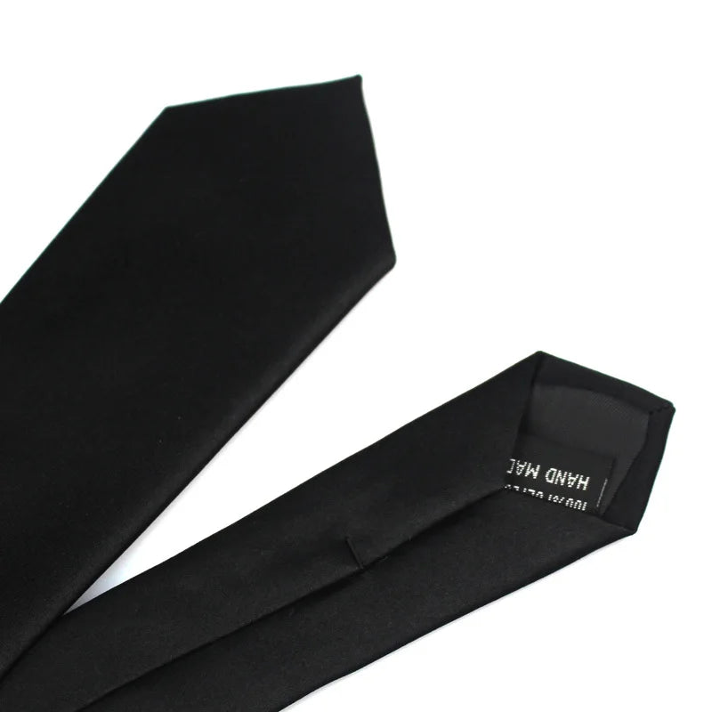 New Classic Black Ties for Men Silk Mens Neckties for Wedding Party Business Adult Neck Tie 3 Sizes Casual Solid Tie