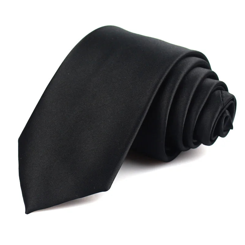 New Classic Black Ties for Men Silk Mens Neckties for Wedding Party Business Adult Neck Tie 3 Sizes Casual Solid Tie