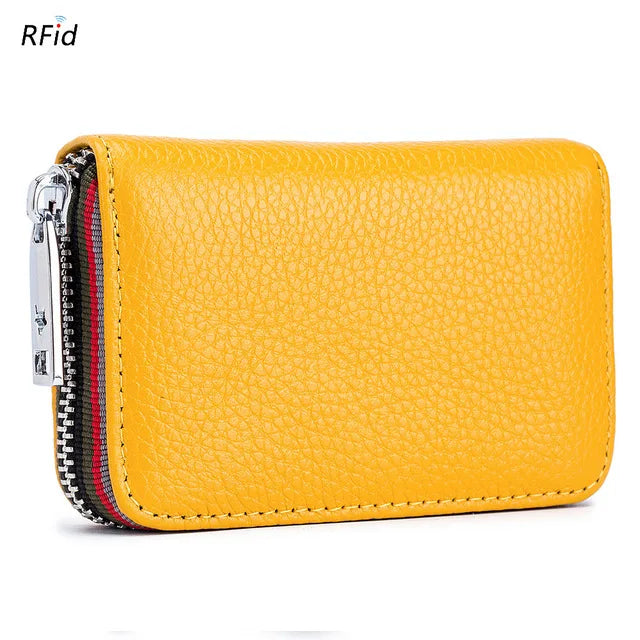 New Fashion Women's Card Bag Genuine Leather Men Credit Card Holder Rfid Wallet Female Change Organizer Small Purse Zipper