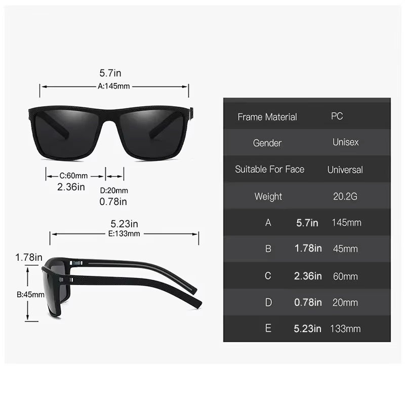 Sunglasses, Square Polarized Sunglasses for Men and Women Lightweight Frame