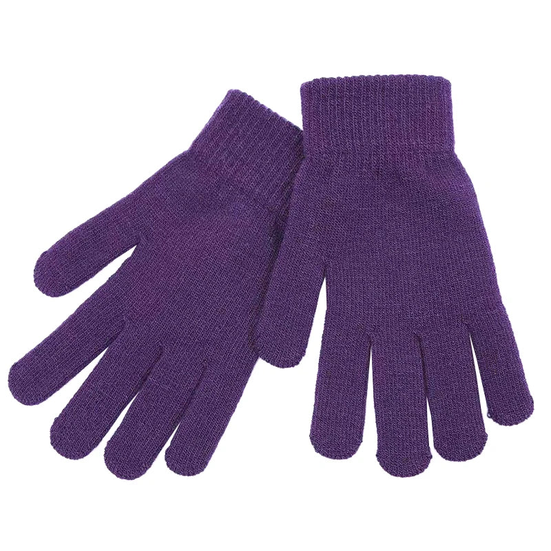 Women Knitted Gloves Autumn / Winter Thick Full Finger Mittens Short Wrist Warm Gloves Unisex Outdoor Gloves