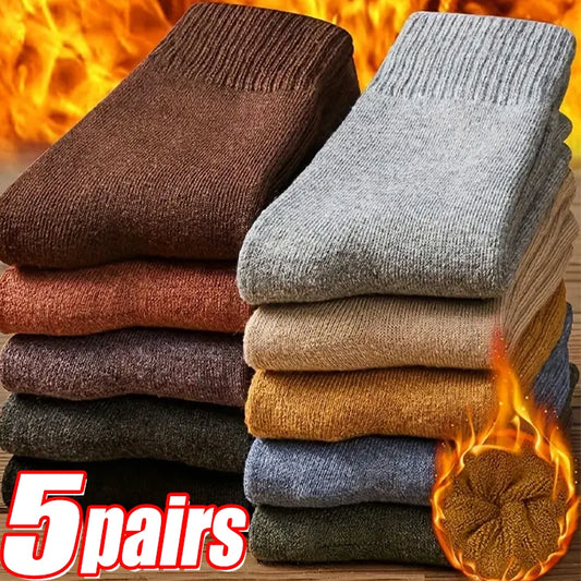 1/5Pairs Winter Warm Men’s Socks, Wool Male Women Sock, Thick Woollen Socks