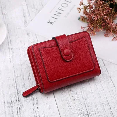 Women Wallets 2024 New Luxury Brand Red Black Small Mini Coin Purse Hasp Card Holder Lady Wallet Zipper Female Leather Buckle