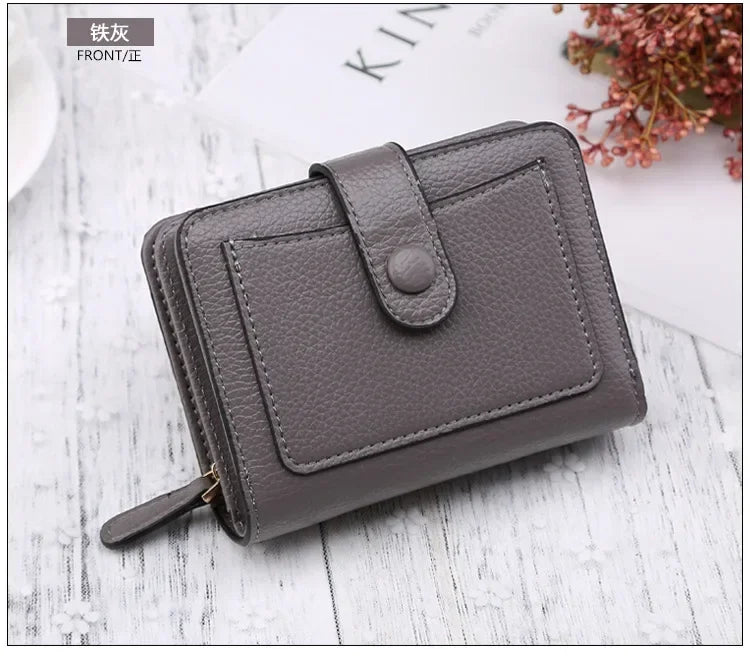 Women Wallets 2024 New Luxury Brand Red Black Small Mini Coin Purse Hasp Card Holder Lady Wallet Zipper Female Leather Buckle