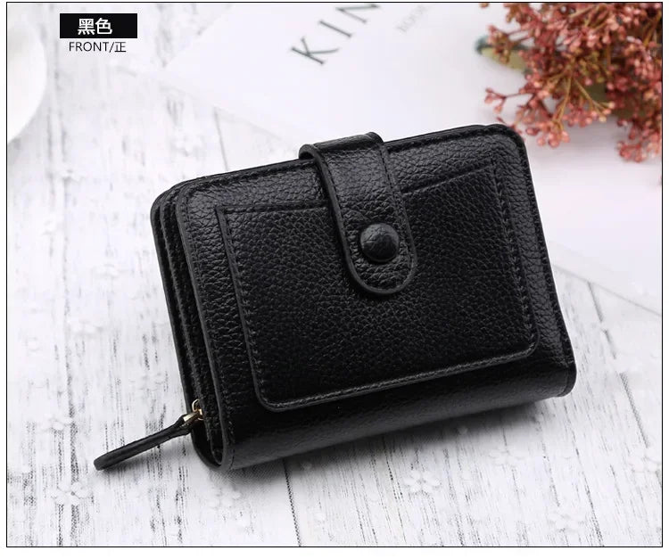 Women Wallets 2024 New Luxury Brand Red Black Small Mini Coin Purse Hasp Card Holder Lady Wallet Zipper Female Leather Buckle