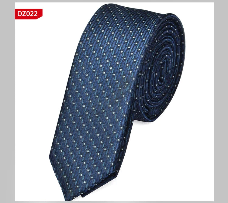 New Men's Casual Slim Ties Classic Polyester Woven Party Neckties Fashion Plaid Dots Man Neck Tie For Wedding Business Male Tie