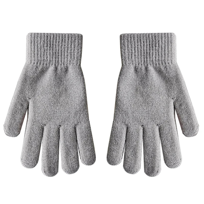 Women Knitted Full Fingered Gloves Solid Autumn Winter Hand Warmer Thicken Lining Skiing Short Wrist Female's  Mittens