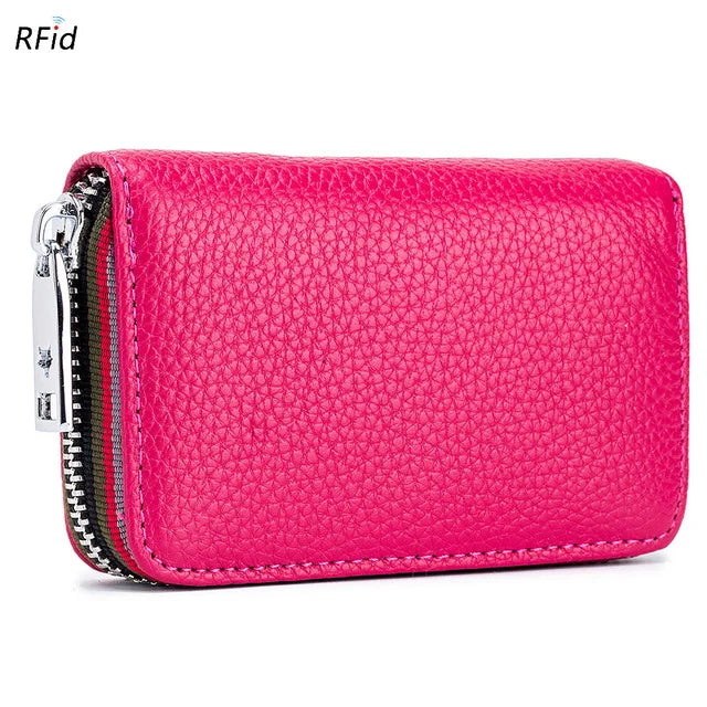 New Fashion Women's Card Bag Genuine Leather Men Credit Card Holder Rfid Wallet Female Change Organizer Small Purse Zipper