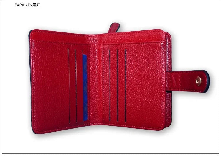 Women Wallets 2024 New Luxury Brand Red Black Small Mini Coin Purse Hasp Card Holder Lady Wallet Zipper Female Leather Buckle