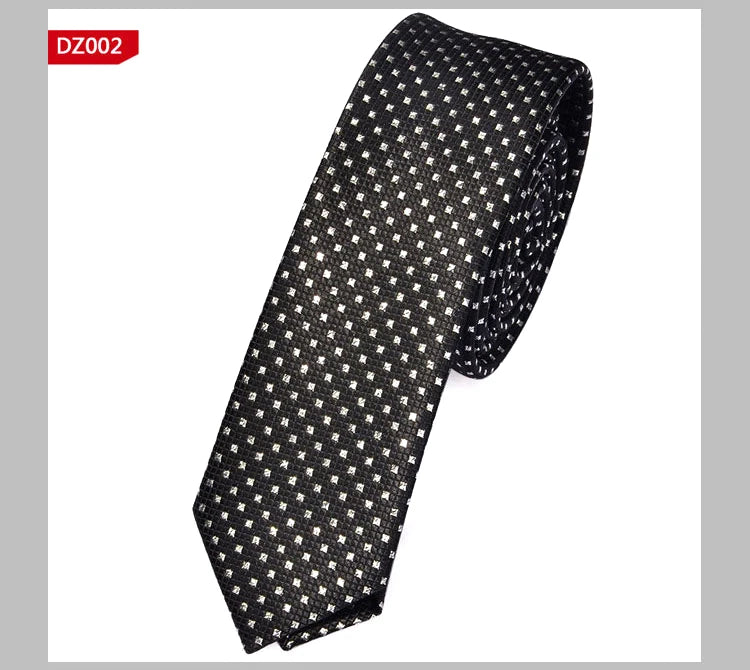 New Men's Casual Slim Ties Classic Polyester Woven Party Neckties Fashion Plaid Dots Man Neck Tie For Wedding Business Male Tie