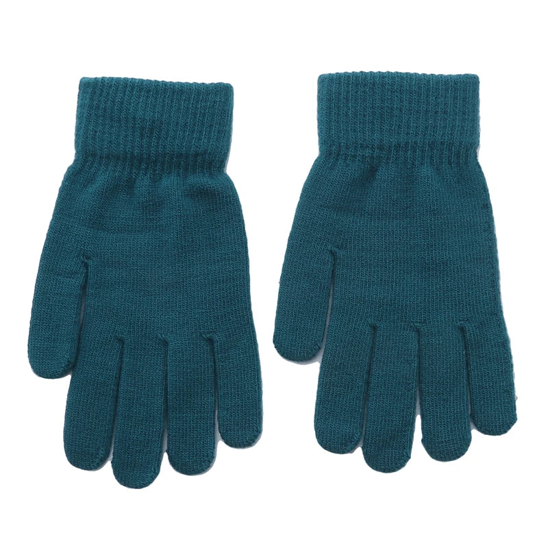 Women Knitted Full Fingered Gloves Solid Autumn Winter Hand Warmer Thicken Lining Skiing Short Wrist Female's  Mittens