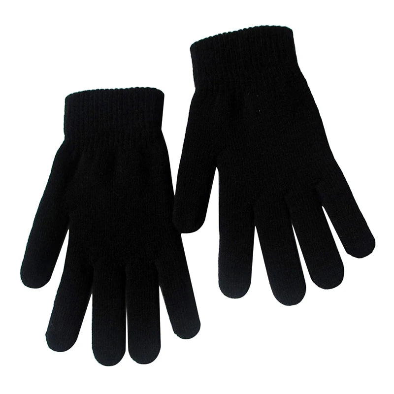 Women Knitted Full Fingered Gloves Solid Autumn Winter Hand Warmer Thicken Lining Skiing Short Wrist Female's  Mittens