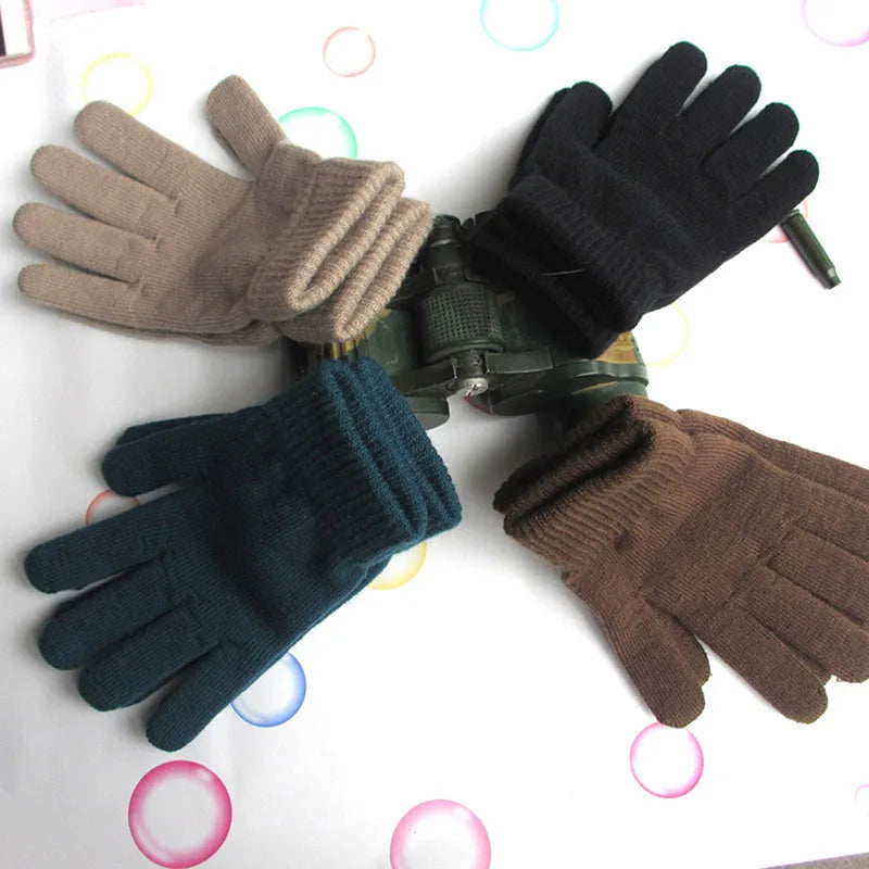 Women Cashmere Knitted Gloves Autumn Hand Warmer Winter Thicken Lining Full Fingered Mittens Skiing Short Wrist Gloves Warm