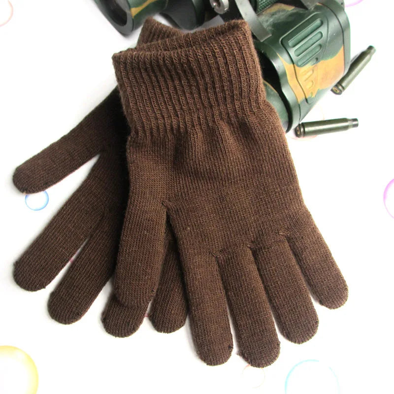 Women Knitted Gloves Autumn / Winter Thick Full Finger Mittens Short Wrist Warm Gloves Unisex Outdoor Gloves