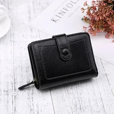 Women Wallets 2024 New Luxury Brand Red Black Small Mini Coin Purse Hasp Card Holder Lady Wallet Zipper Female Leather Buckle