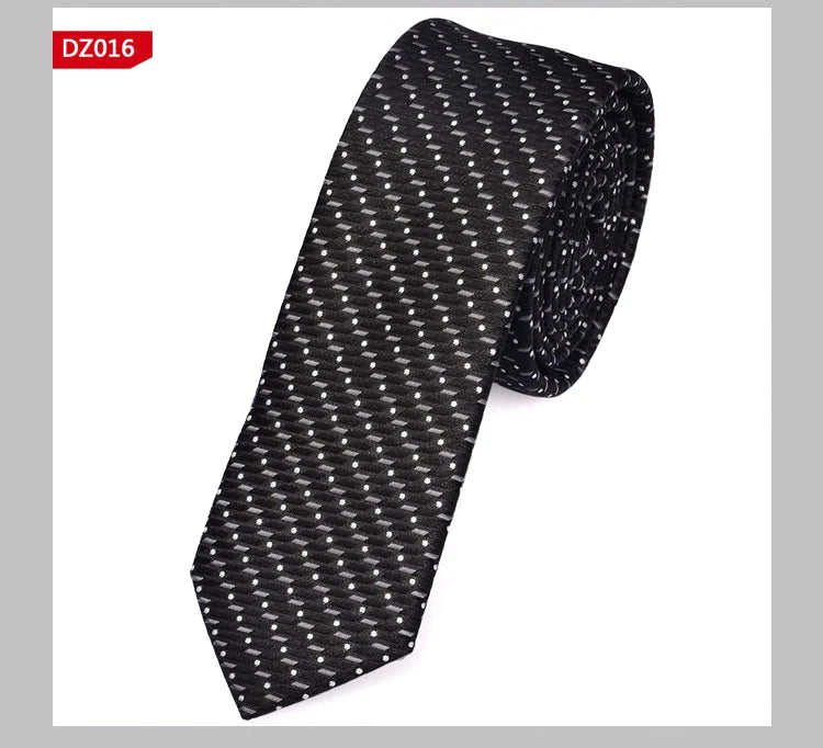 New Men's Casual Slim Ties Classic Polyester Woven Party Neckties Fashion Plaid Dots Man Neck Tie For Wedding Business Male Tie