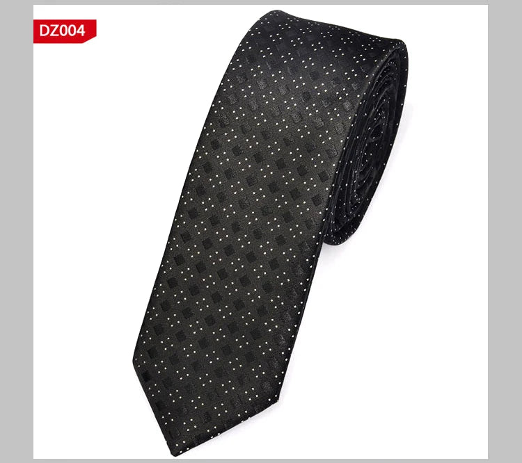 New Men's Casual Slim Ties Classic Polyester Woven Party Neckties Fashion Plaid Dots Man Neck Tie For Wedding Business Male Tie