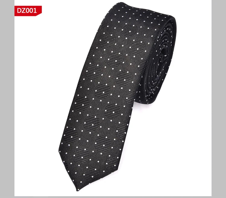 New Men's Casual Slim Ties Classic Polyester Woven Party Neckties Fashion Plaid Dots Man Neck Tie For Wedding Business Male Tie