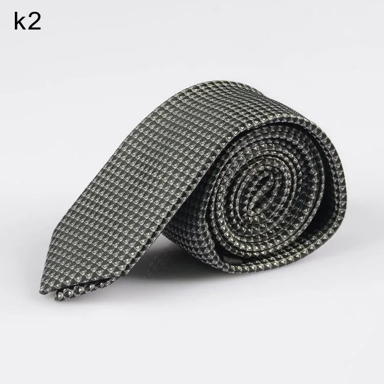 New Men's Casual Slim Ties Classic Polyester Woven Party Neckties Fashion Plaid Dots Man Neck Tie For Wedding Business Male Tie