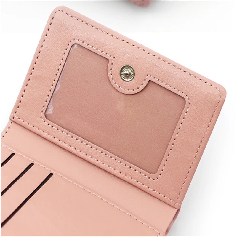 Love Embroidered Wallet Women's Short Zero Wallet Women's Triple Fold Bag Multi Card Large Capacity Versatile Fashion Wallet